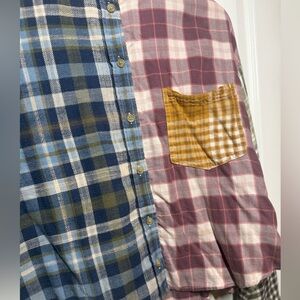 Colorful Patchwork Button-Up Crop Flannel Shirt